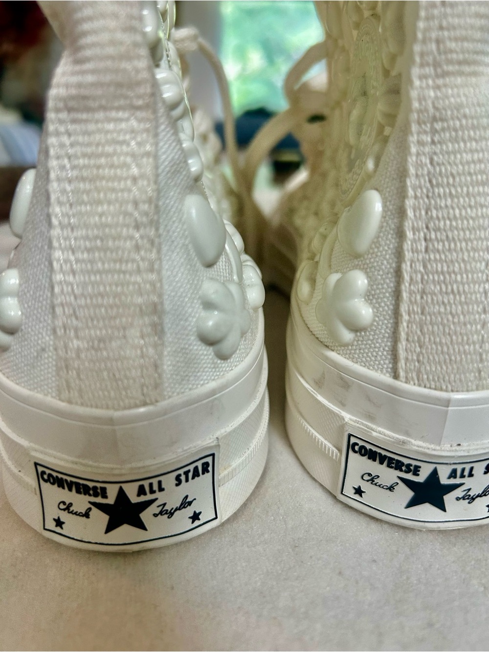 Converse White Floral High Top Sneakers